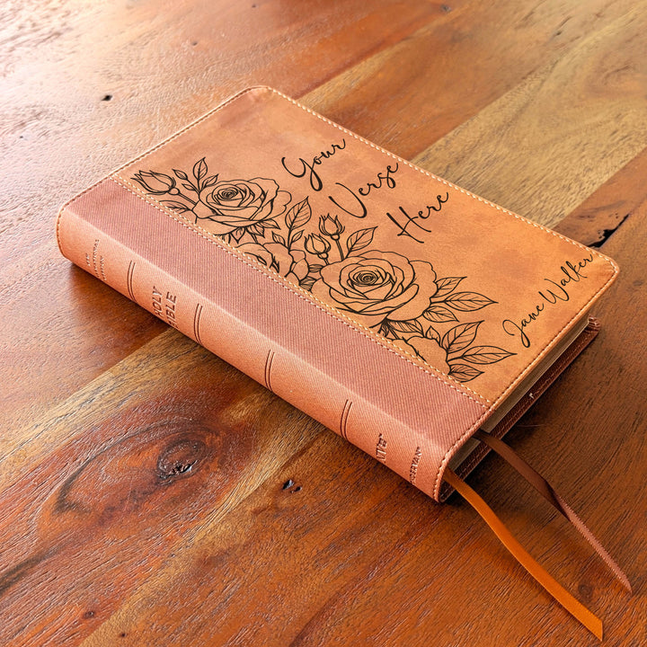 Biblia Personalizada NVI tamaño personal – Letra grande, marrón | Corona de Espinas