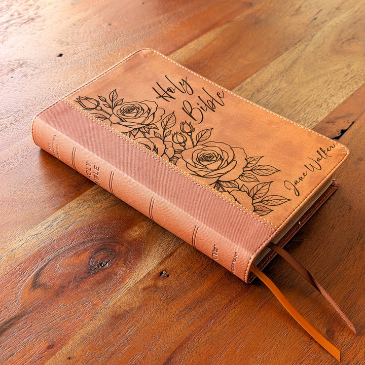 Biblia Personalizada NVI tamaño personal – Letra grande, marrón | Corona de Espinas