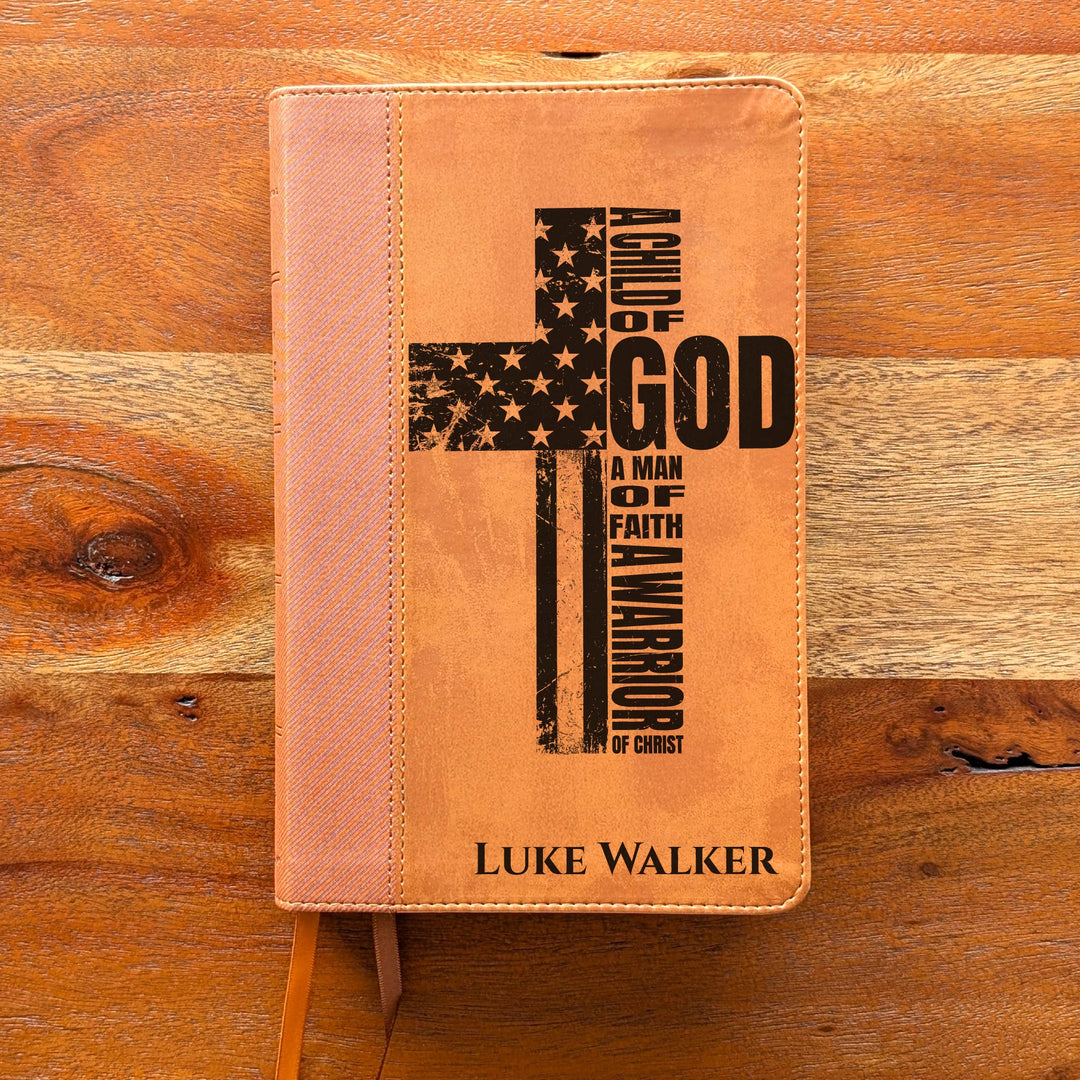 Personalized NIV Personal Size Bible – Large Print, Brown | Patriotic Cross