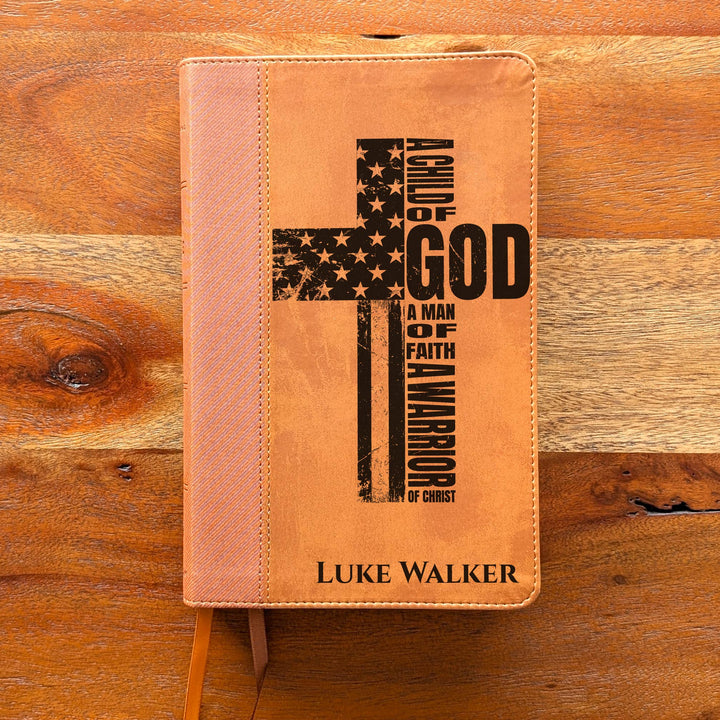 Personalized NIV Personal Size Bible – Large Print, Brown | Patriotic Cross
