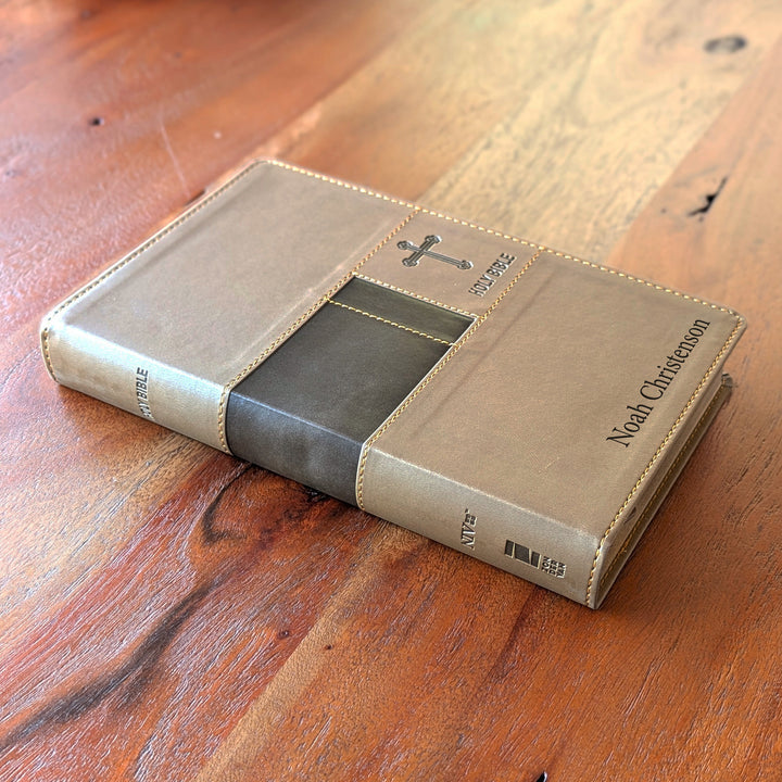 Personalized NIV Premium Gift Bible – Brown | Engraved Name