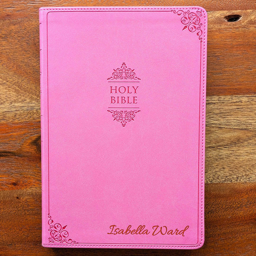 Biblia NVI Personalizada para Niños - Rosa | Nombre grabado