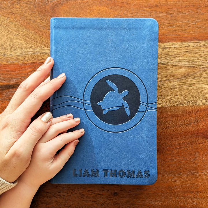 Personalized NIrV Kids Adventure Bible – Blue, Turtle | Engraved Name