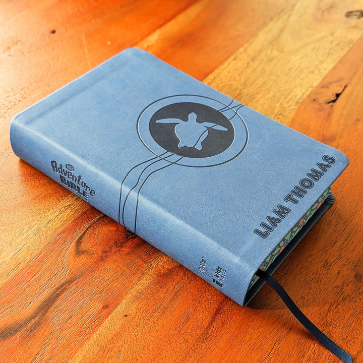 Personalized NIrV Kids Adventure Bible – Blue, Turtle | Engraved Name