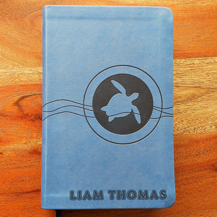 Personalized NIrV Kids Adventure Bible – Blue, Turtle | Engraved Name
