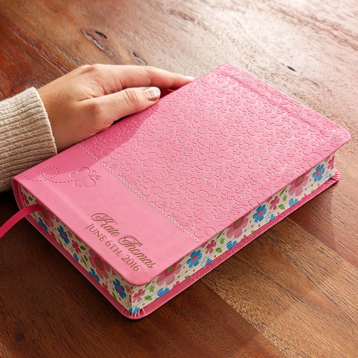 Personalized NIrV Kids Adventure Bible – Pink, Floral | Name &amp; Date