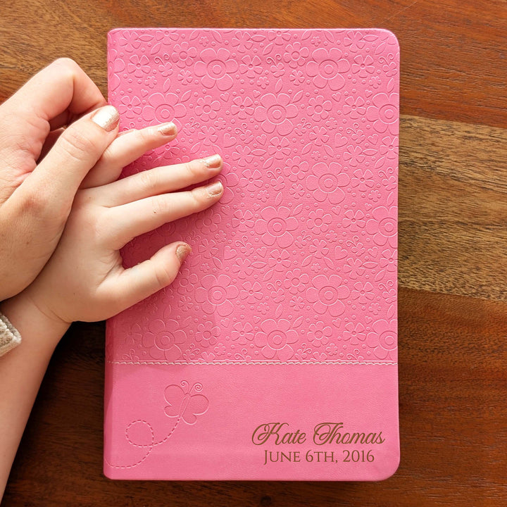 Personalized NIrV Kids Adventure Bible – Pink, Floral | Name &amp; Date