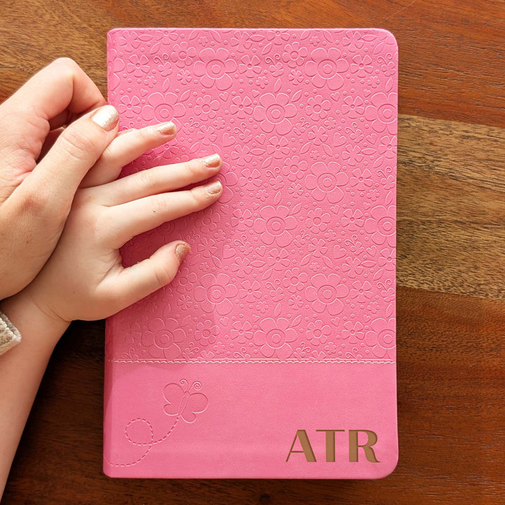 Personalized NIrV Kids Adventure Bible – Pink, Floral | Initials