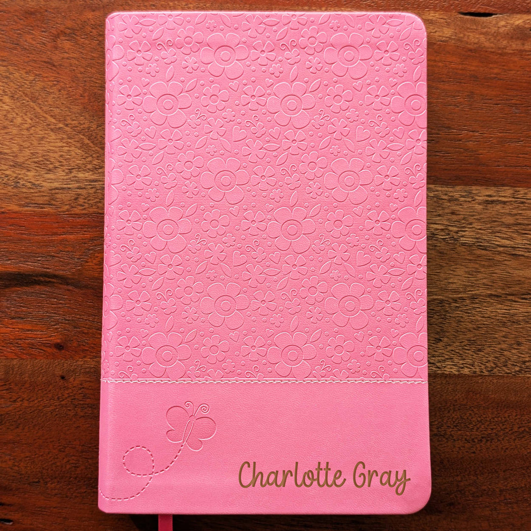 Personalized NIrV Kids Adventure Bible – Pink, Floral | Engraved Name