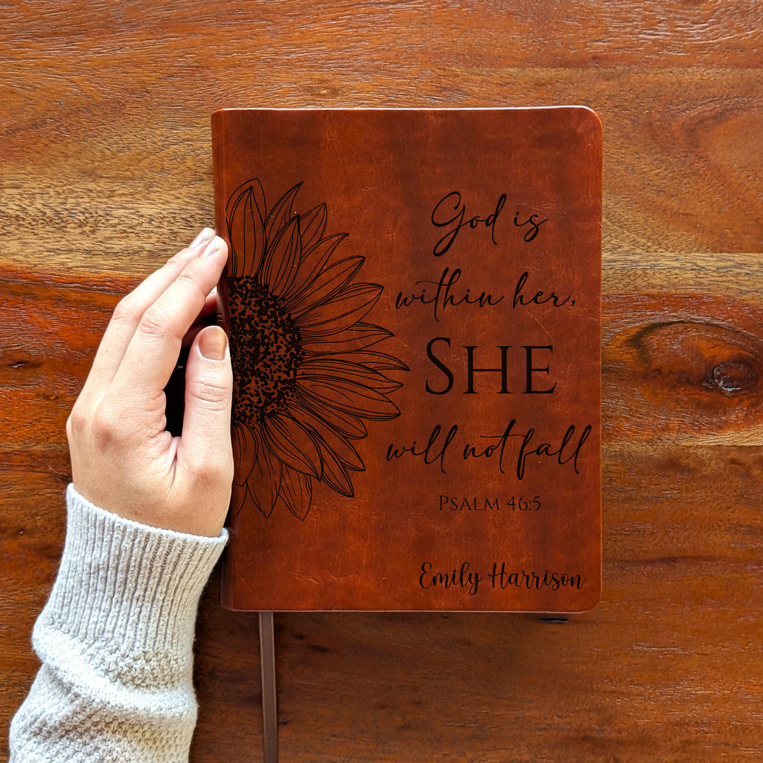 Personalized NLT Journaling Bible – Dark Brown | Sunflower