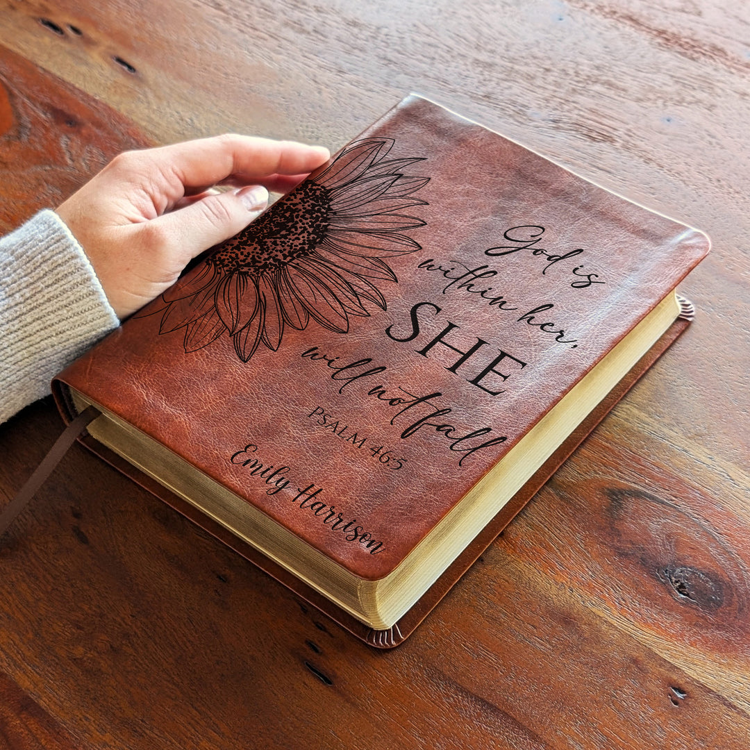 Personalized NLT Journaling Bible – Dark Brown | Sunflower