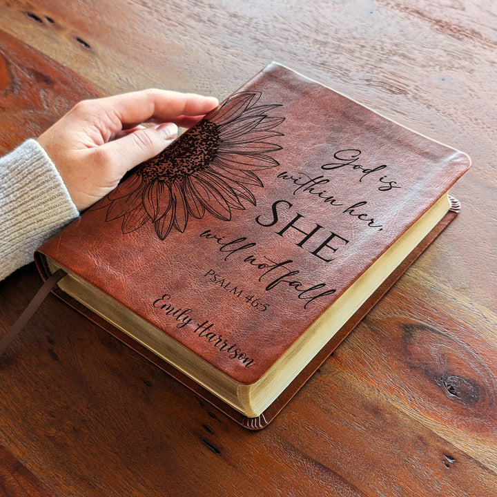 Personalized NLT Journaling Bible – Dark Brown | Sunflower