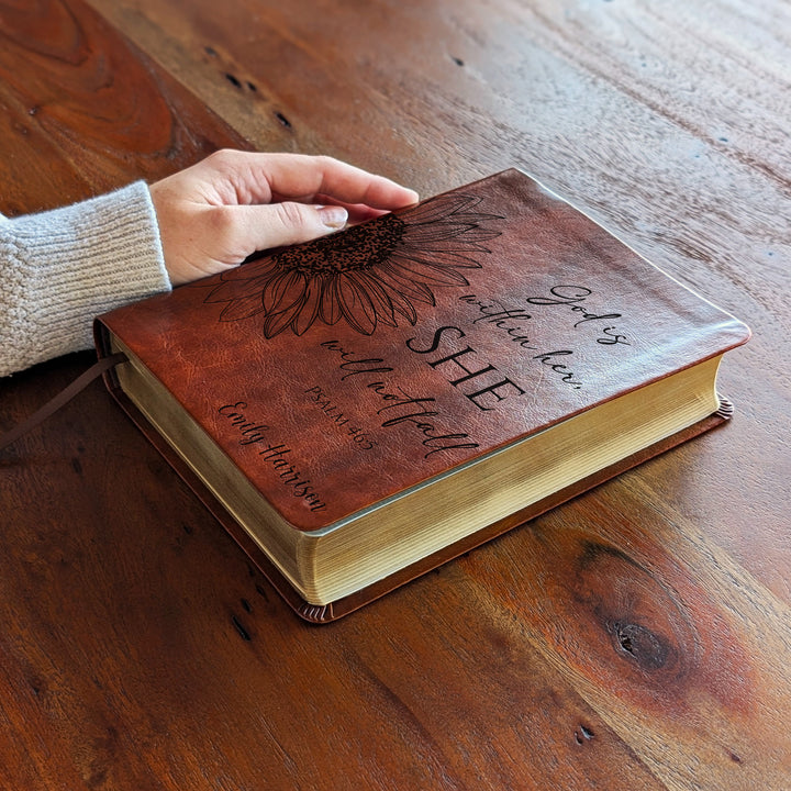 Personalized NLT Journaling Bible – Dark Brown | Sunflower
