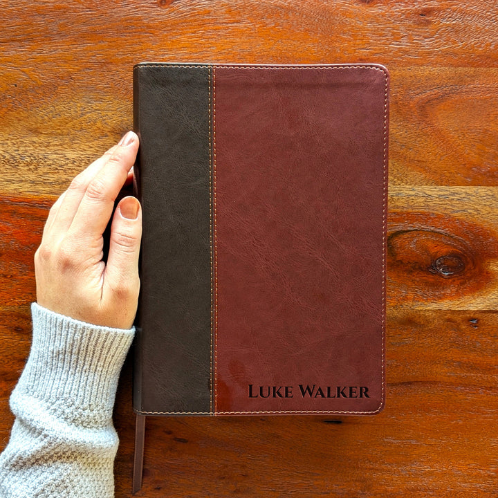 Personalized NLT Life Application Study Bible – Brown/Mahogany | Engraved Name