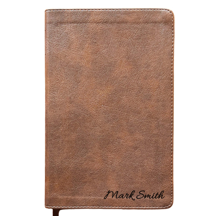 Personalized NLT Personal Size Giant Print Bible - Rustic Brown | Engraved Name.