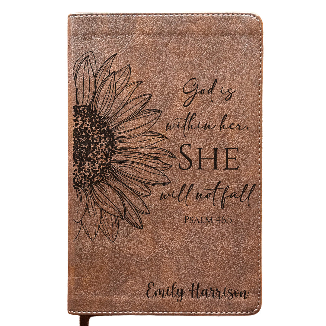 Personalized NLT Personal Size Giant Print Bible - Rustic Brown | Sacred Garden Collection