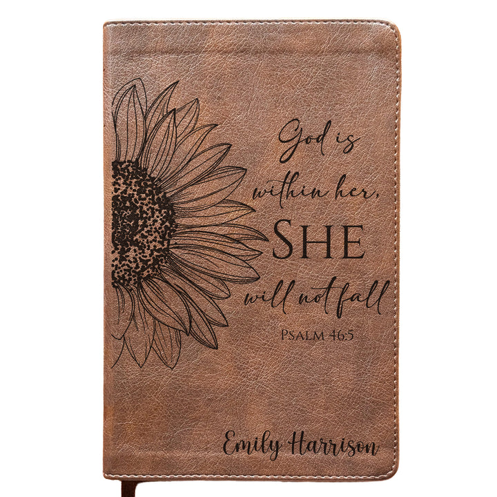 Personalized NLT Personal Size Giant Print Bible - Rustic Brown | Sacred Garden Collection