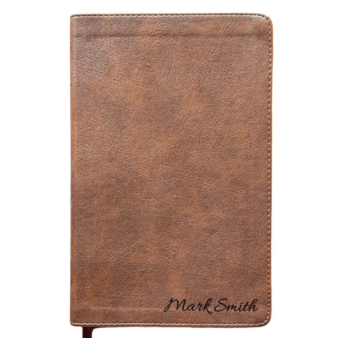 Personalized NLT Personal Size Giant Print Bible - Rustic Brown | Engraved Name