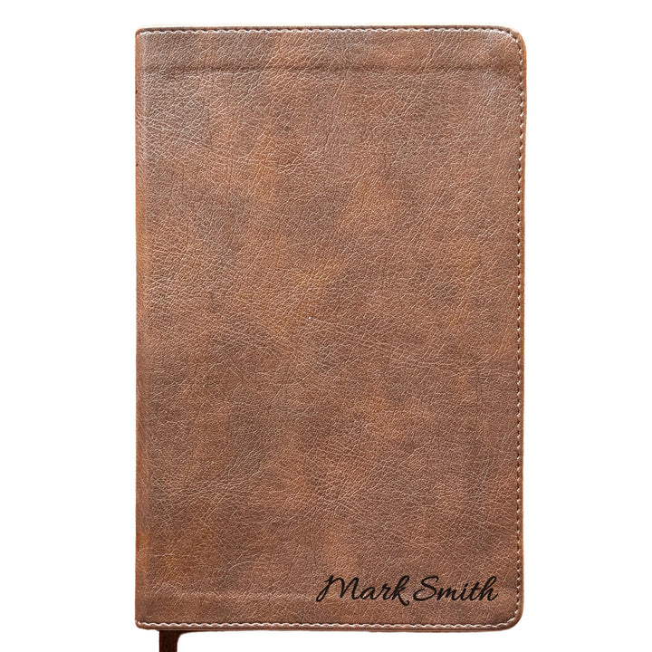 Personalized NLT Personal Size Giant Print Bible - Rustic Brown | Engraved Name