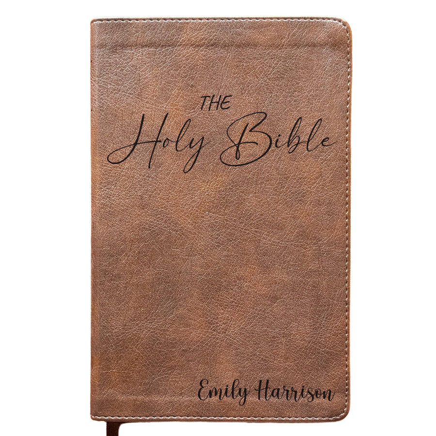 Personalized NLT Personal Size Giant Print Bible - Rustic Brown | Scripture & Faith Collection