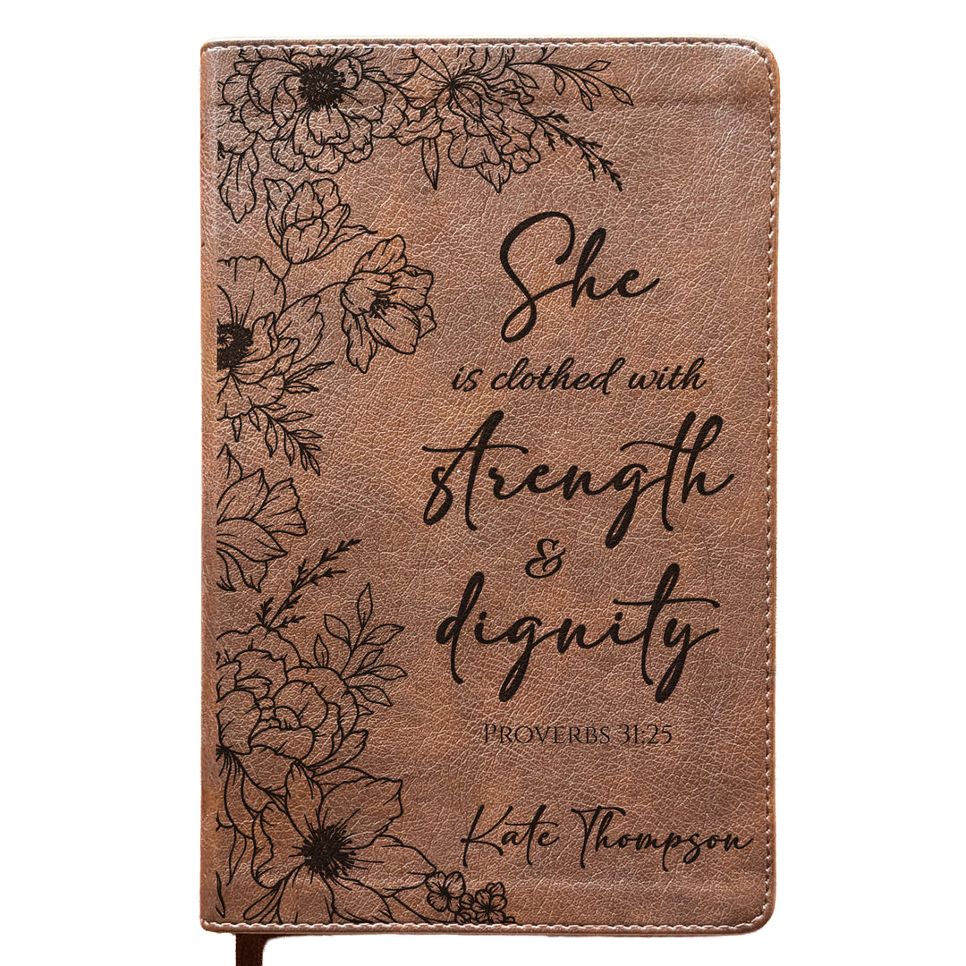 Personalized NLT Personal Size Giant Print Bible - Rustic Brown | Sacred Garden Collection