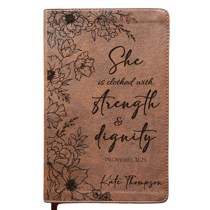 Personalized NLT Personal Size Giant Print Bible - Rustic Brown | Sacred Garden Collection