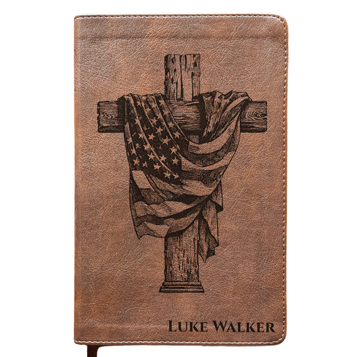 Personalized NLT Personal Size Giant Print Bible - Rustic Brown | American Heritage Collection