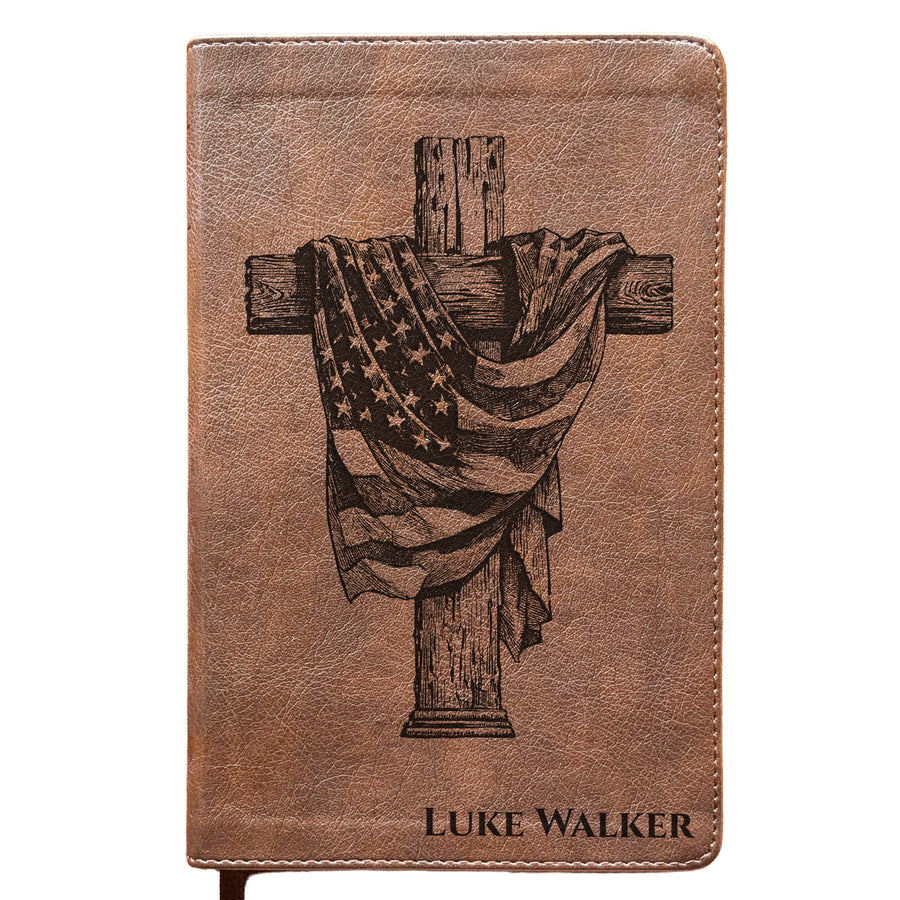 Personalized NLT Personal Size Giant Print Bible - Rustic Brown | American Heritage Collection
