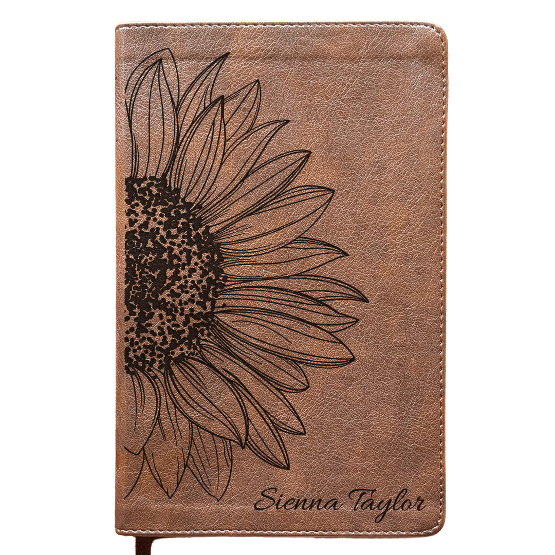 Personalized NLT Personal Size Giant Print Bible - Rustic Brown | Botanical Collection