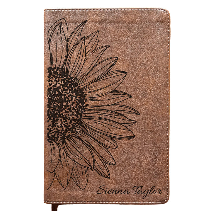 Personalized NLT Personal Size Giant Print Bible - Rustic Brown | Botanical Collection