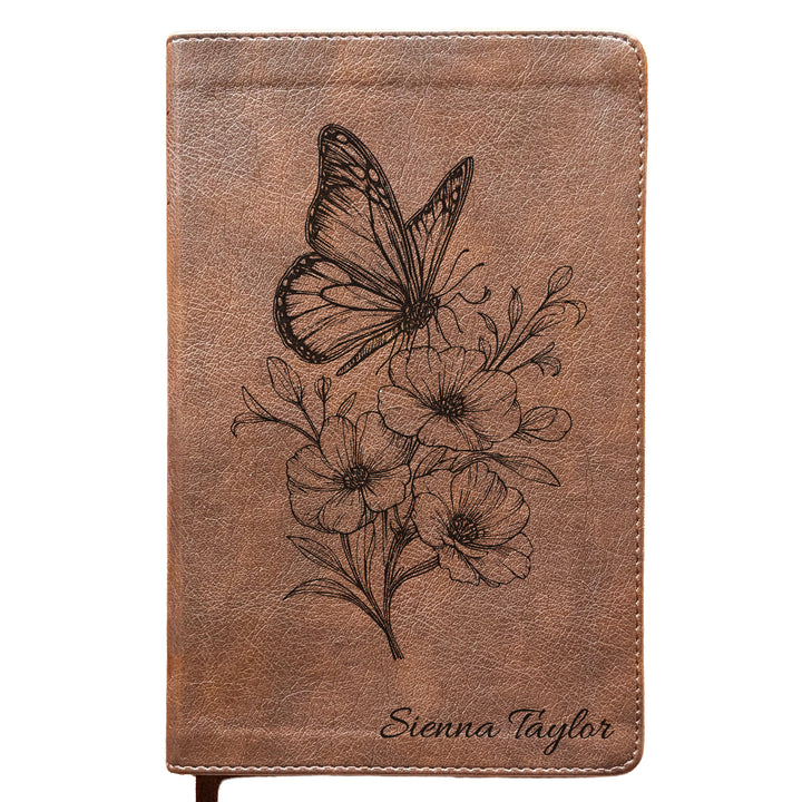 Personalized NLT Personal Size Giant Print Bible - Rustic Brown | Botanical Collection