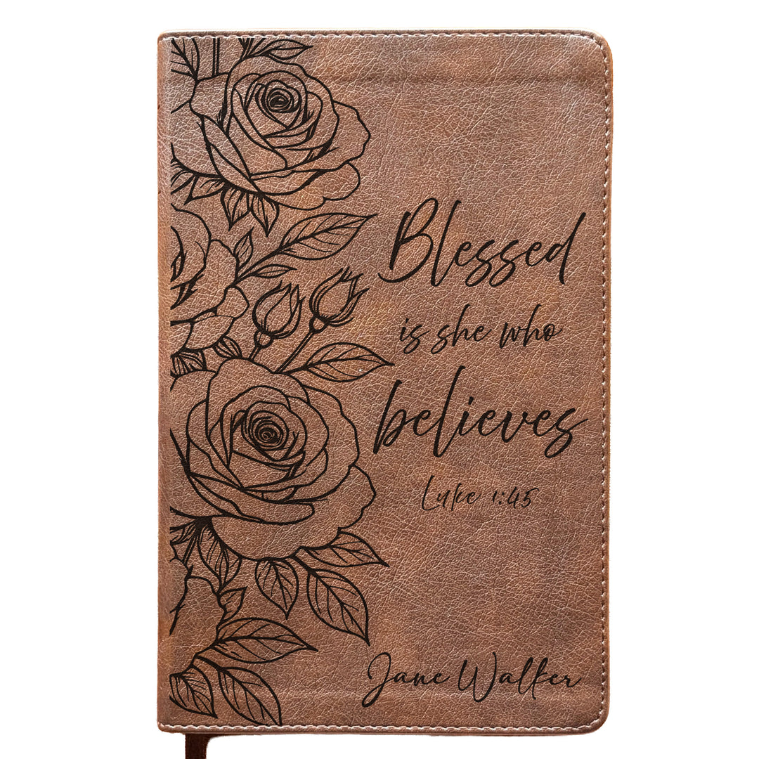 Personalized NLT Personal Size Giant Print Bible - Rustic Brown | Sacred Garden Collection
