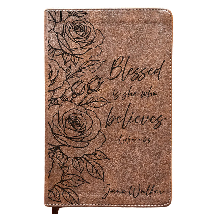 Personalized NLT Personal Size Giant Print Bible - Rustic Brown | Sacred Garden Collection