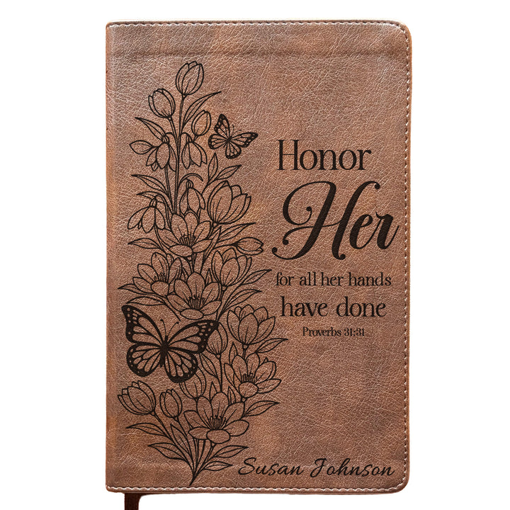 Personalized NLT Personal Size Giant Print Bible - Rustic Brown | Sacred Garden Collection