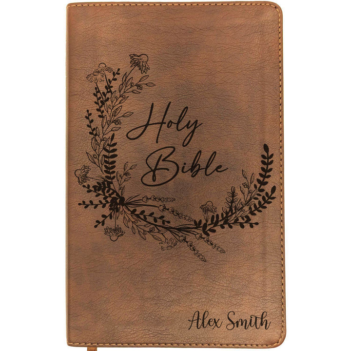 Personalized NLT Thinline Bible – Rustic Brown | Scripture &amp; Faith Collection