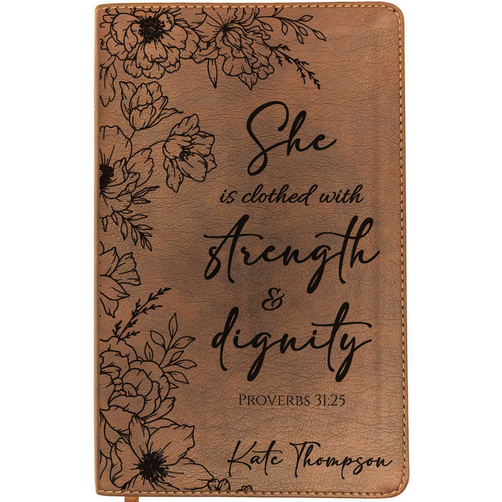 Personalized NLT Thinline Bible – Rustic Brown | Sacred Garden Collection