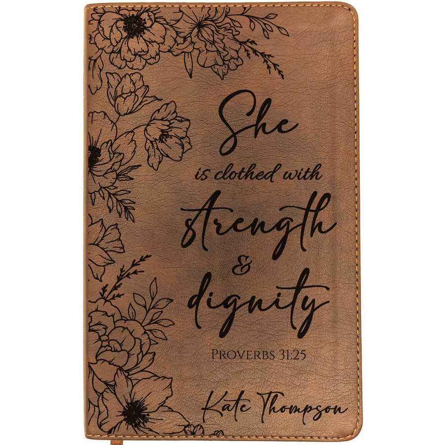 Personalized NLT Thinline Bible – Rustic Brown | Sacred Garden Collection