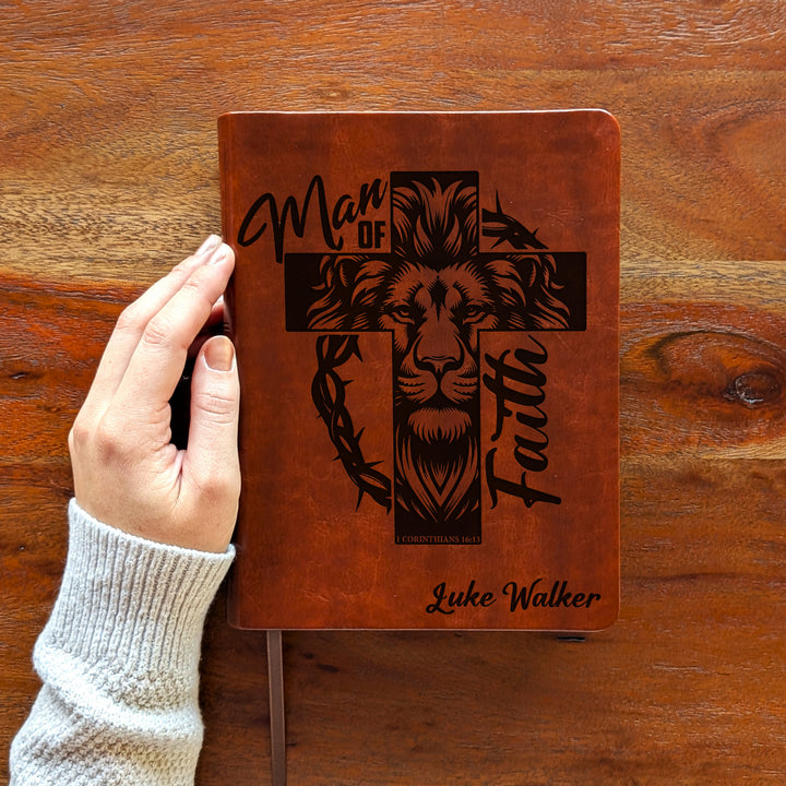 Personalized NLT Journaling Bible – Dark Brown | Man of Faith