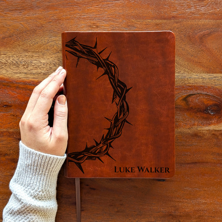 Personalized NLT Journaling Bible – Dark Brown | Crown of Thorns