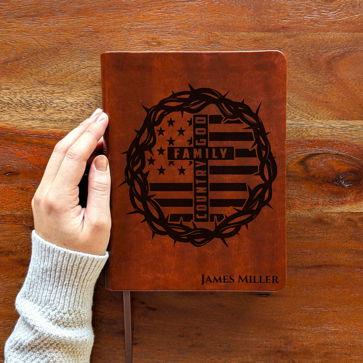 Personalized NLT Journaling Bible – Dark Brown | God Family Country