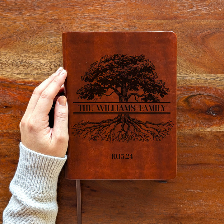 Personalized NLT Journaling Bible – Dark Brown | Oak Family Tree Center