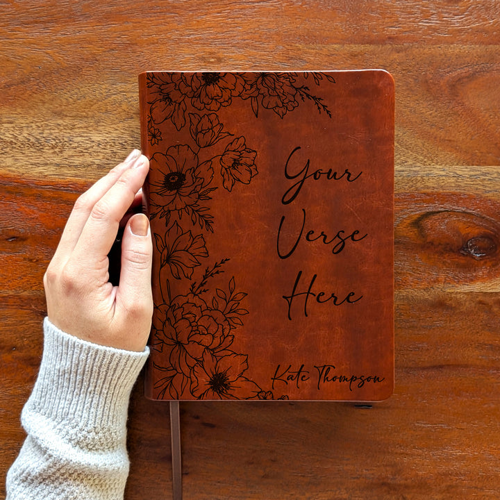 Personalized NLT Journaling Bible – Dark Brown | Peony Custom Verse
