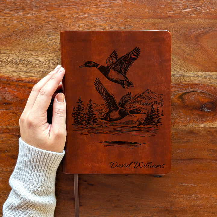 Personalized NLT Journaling Bible – Dark Brown | Mallards in Flight
