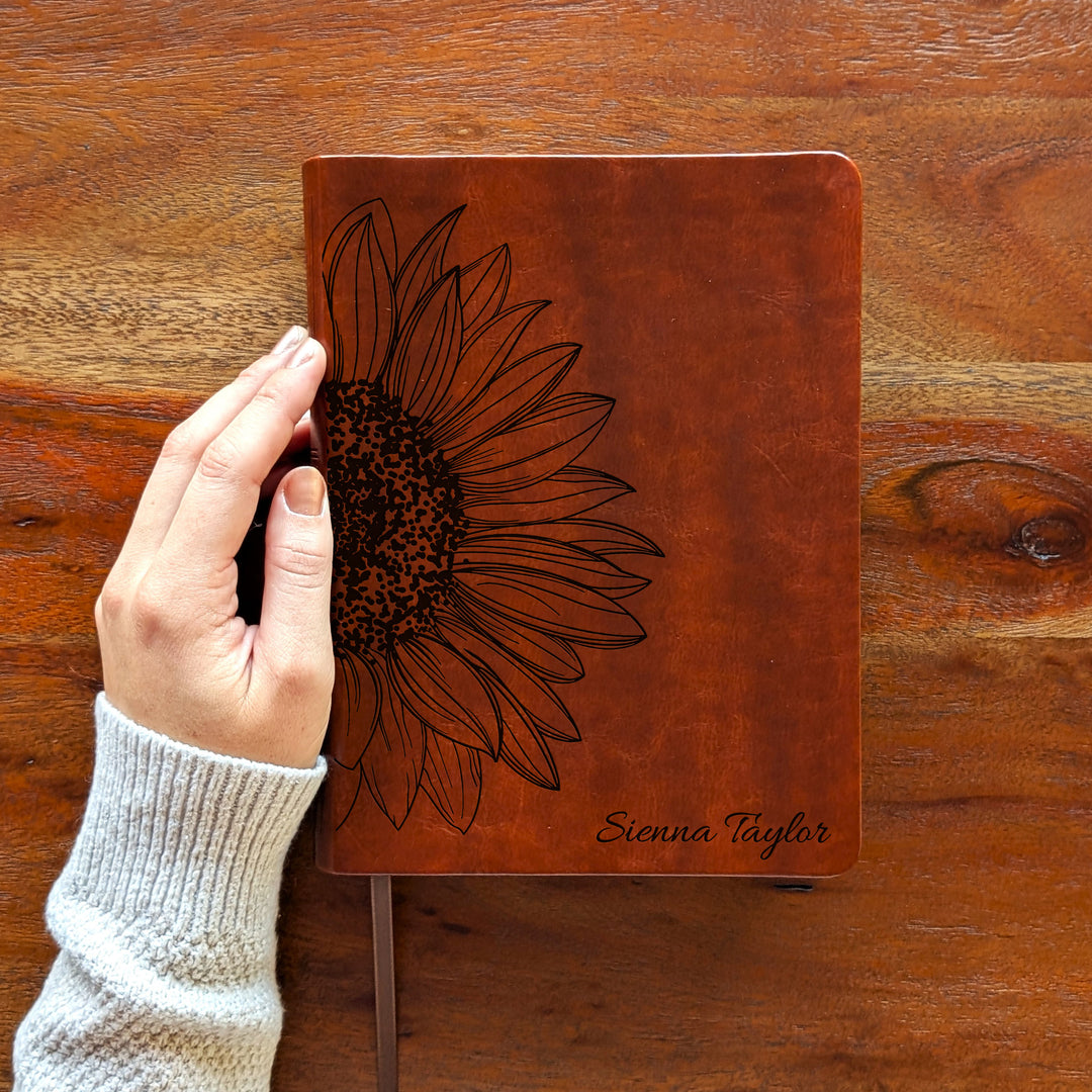 Personalized NLT Journaling Bible – Dark Brown | Sunflower Large