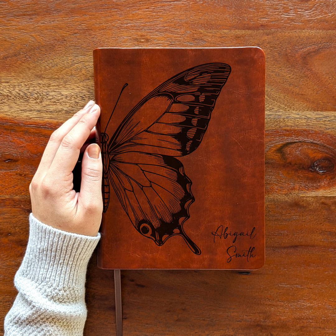 Personalized NLT Journaling Bible – Dark Brown | Butterfly Large