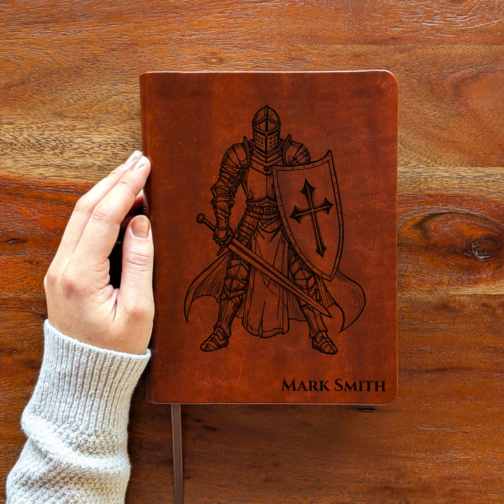 Personalized NLT Journaling Bible – Dark Brown | Knight Standing Solo