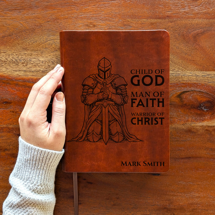 Personalized NLT Journaling Bible – Dark Brown | Knight Warrior of Christ