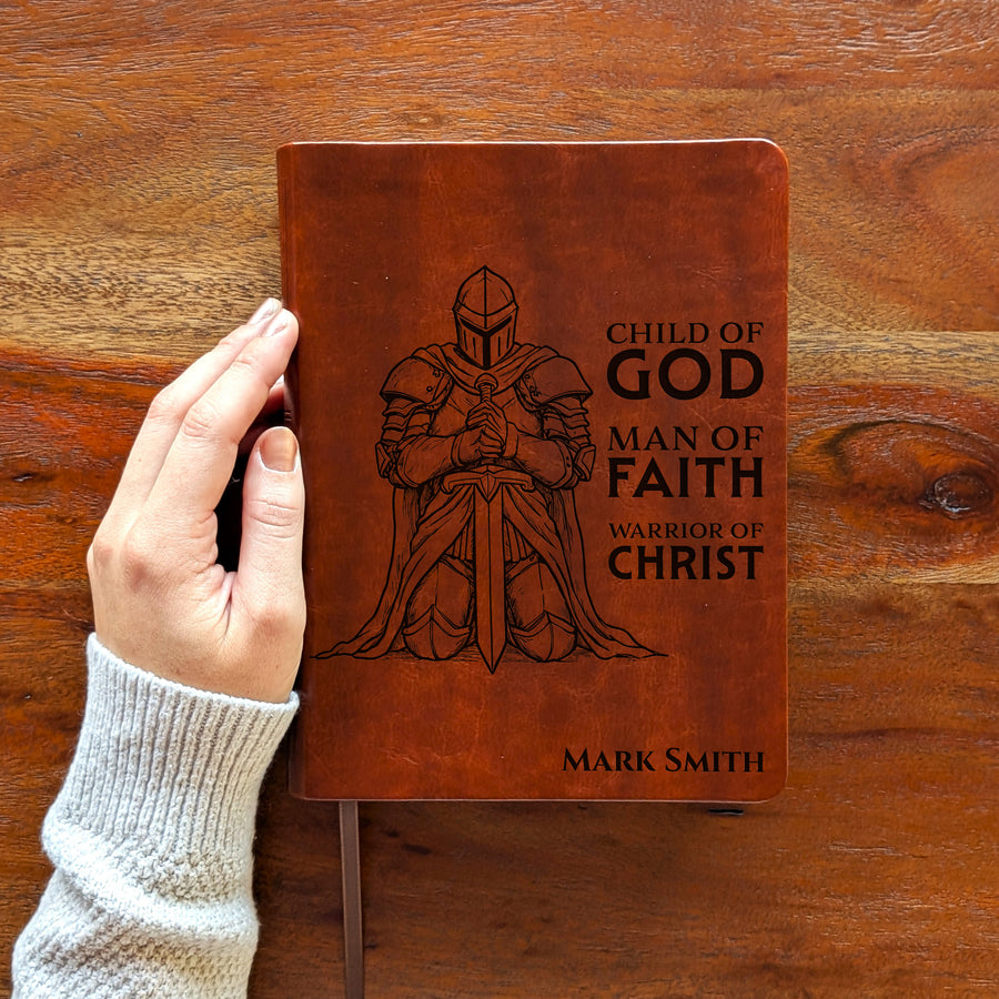 Personalized NLT Journaling Bible – Dark Brown | Knight Warrior of Christ.