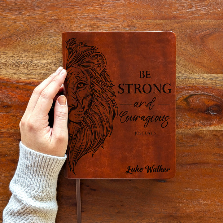 Personalized NLT Journaling Bible – Dark Brown | Lion Be Strong