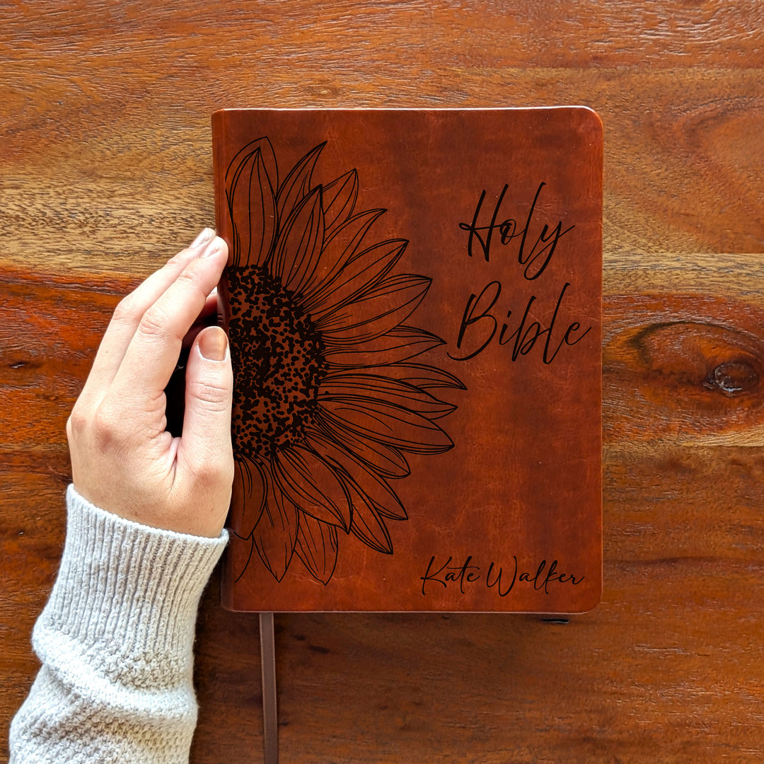 Personalized NLT Journaling Bible – Dark Brown | Sunflower Holy Bible